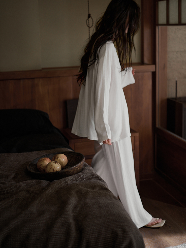 0103 pure white matching pajama set