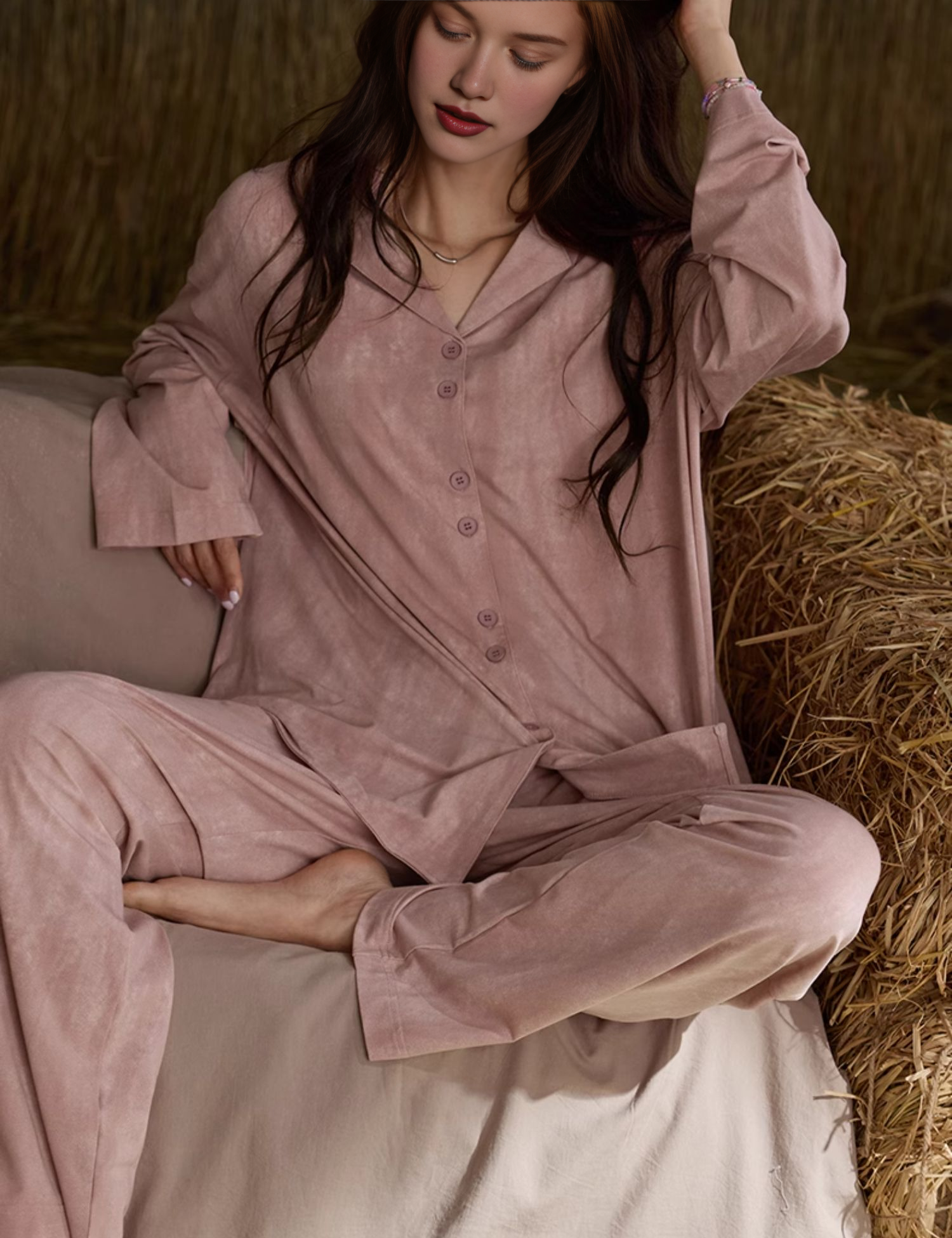090 women's pink matching pajama set