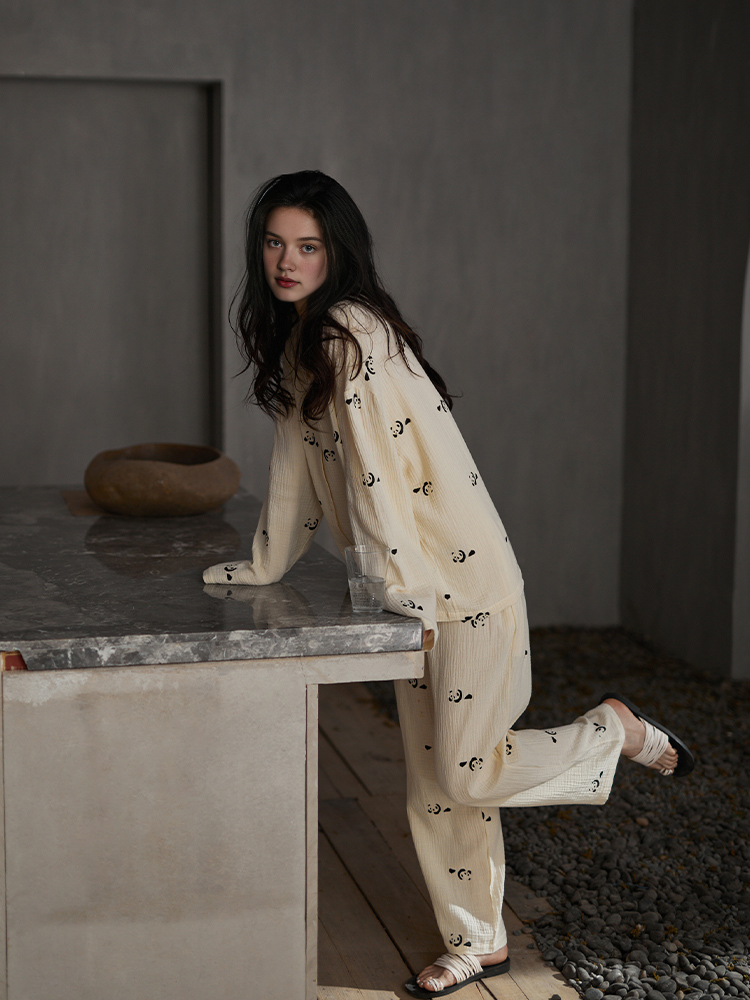 091 women matching Pajama set Panda pattern 3