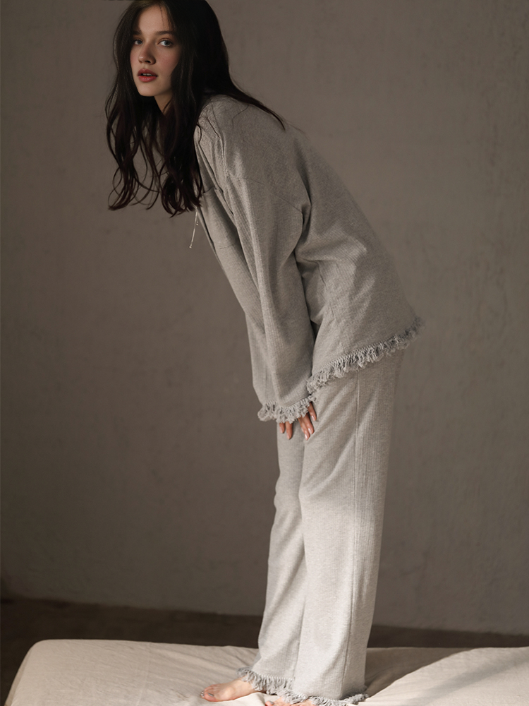 093 Grey pajama women's matching pajama set 7