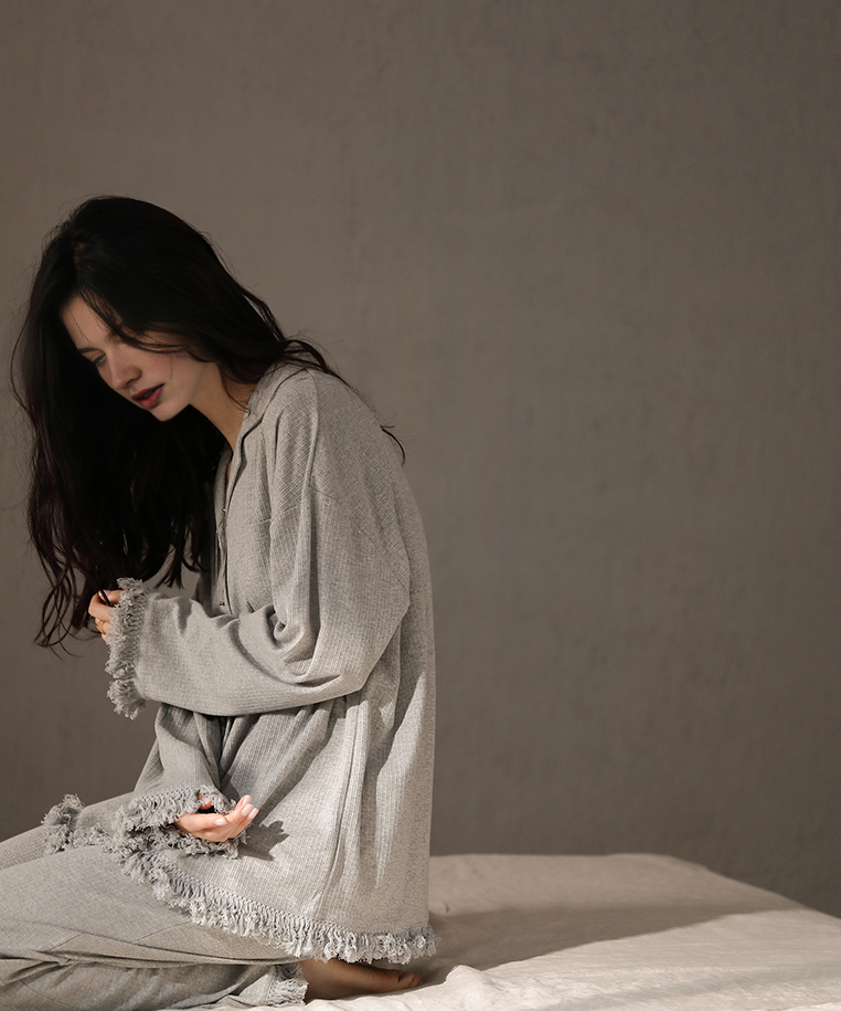 093 Grey pajama women's matching pajama sets 3