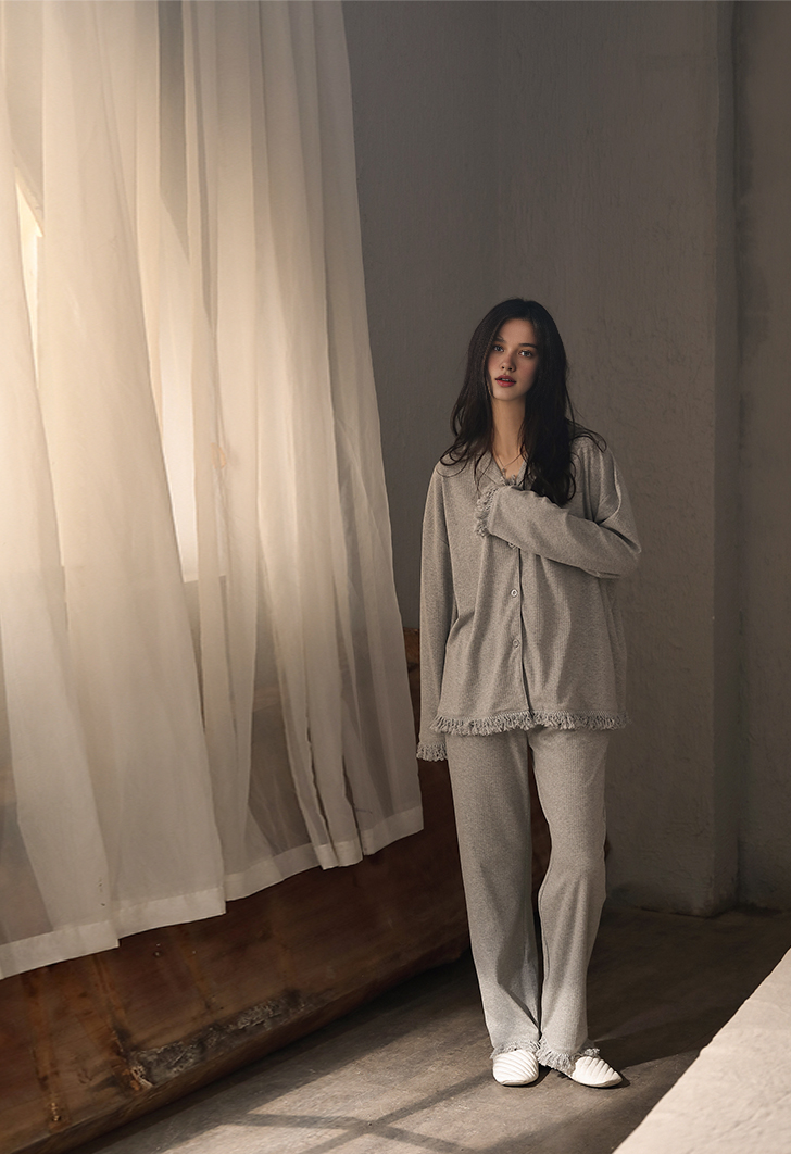093 Grey pajama women's matching pajama sets 5