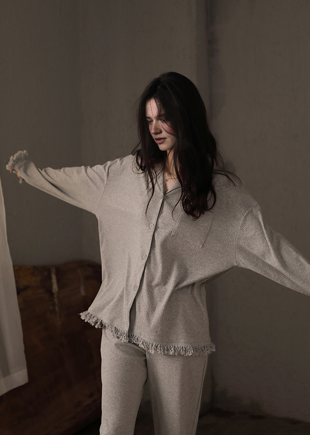093 Grey pajama women's matching pajama sets 6