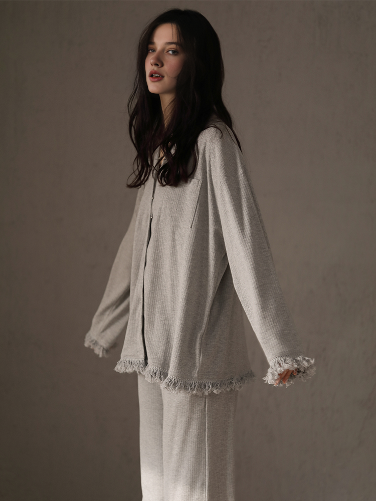 093 Grey pajama women's matching pajama sets 8