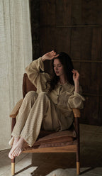 0100 women matching pajama set polka dot