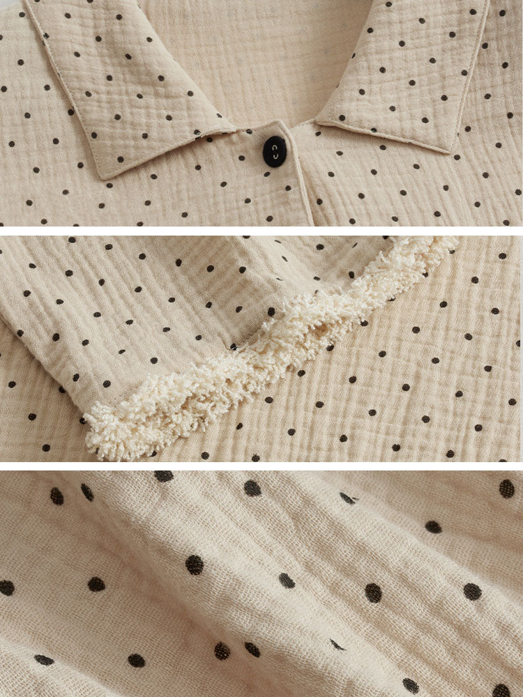 0100 women matching pajama set polka dot