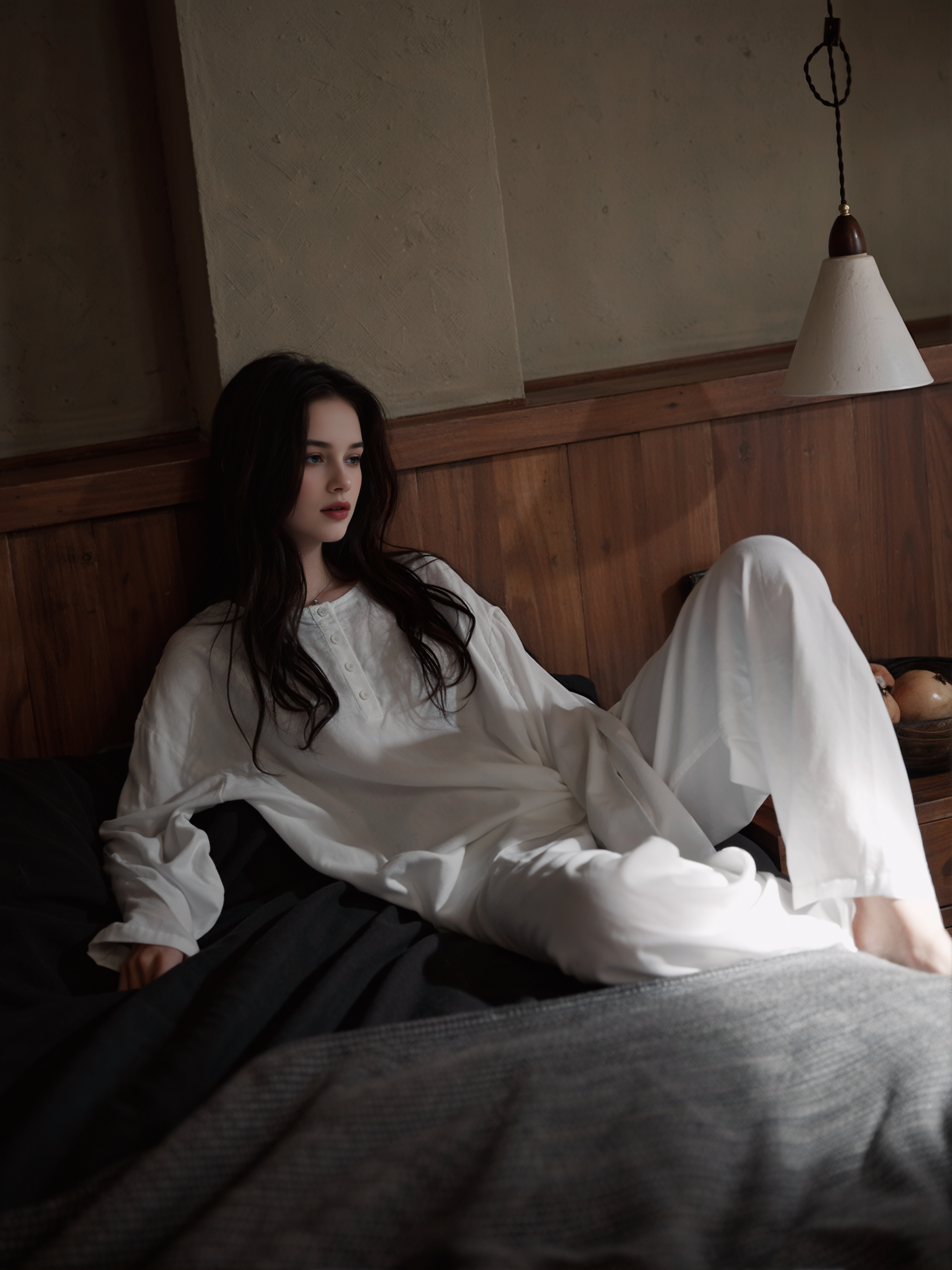 0103 pure white matching pajama set