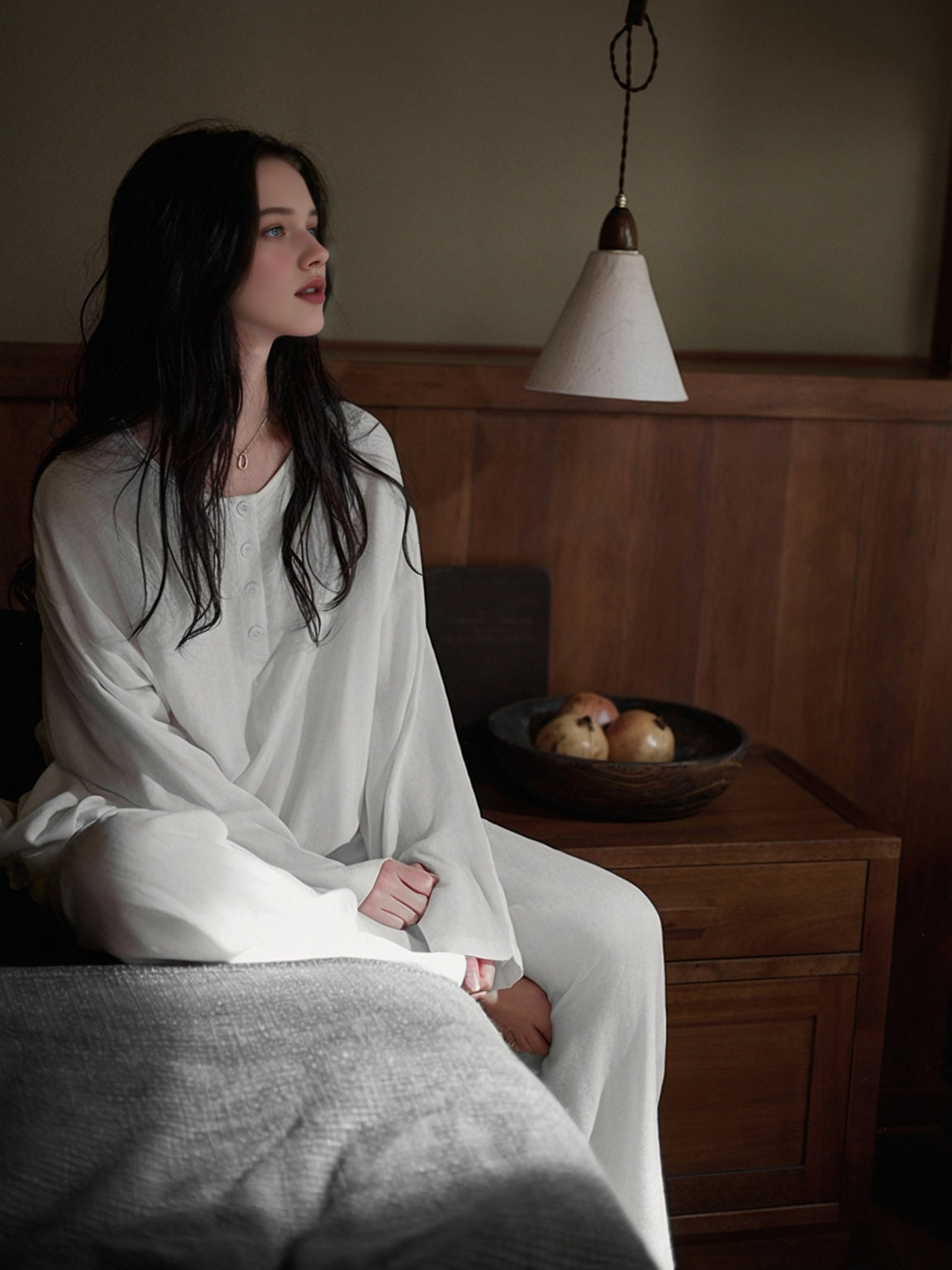 0103 pure white matching pajama set