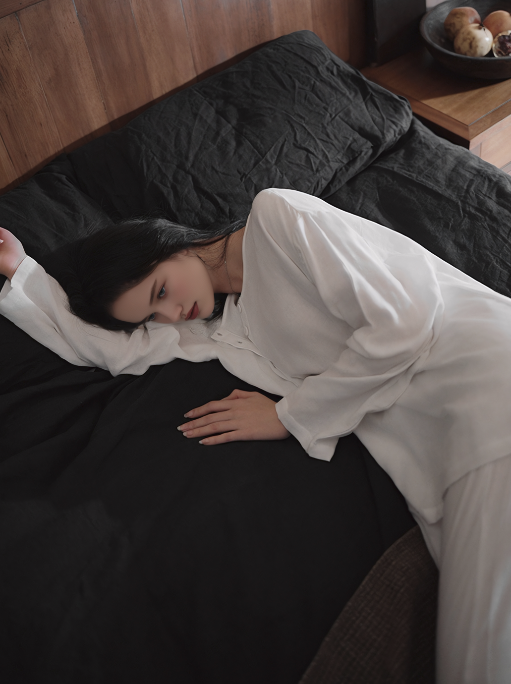 0103 pure white matching pajama set