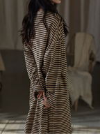 0106 yellow black striped pajama dress