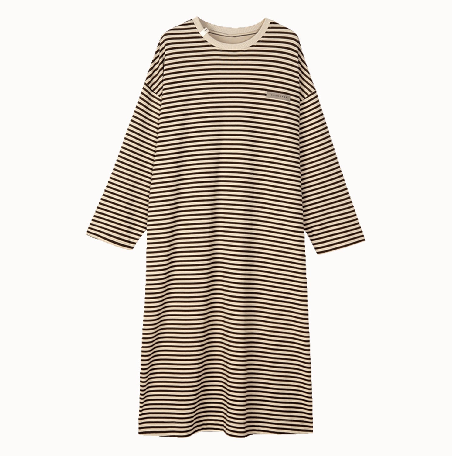 0106 yellow black striped pajama dress