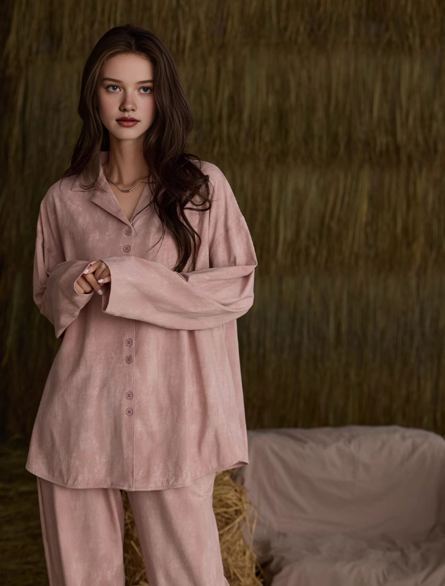090 women's pink matching pajama set 3