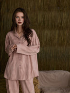 Conjunto de pijama rosa a juego para mujer 090