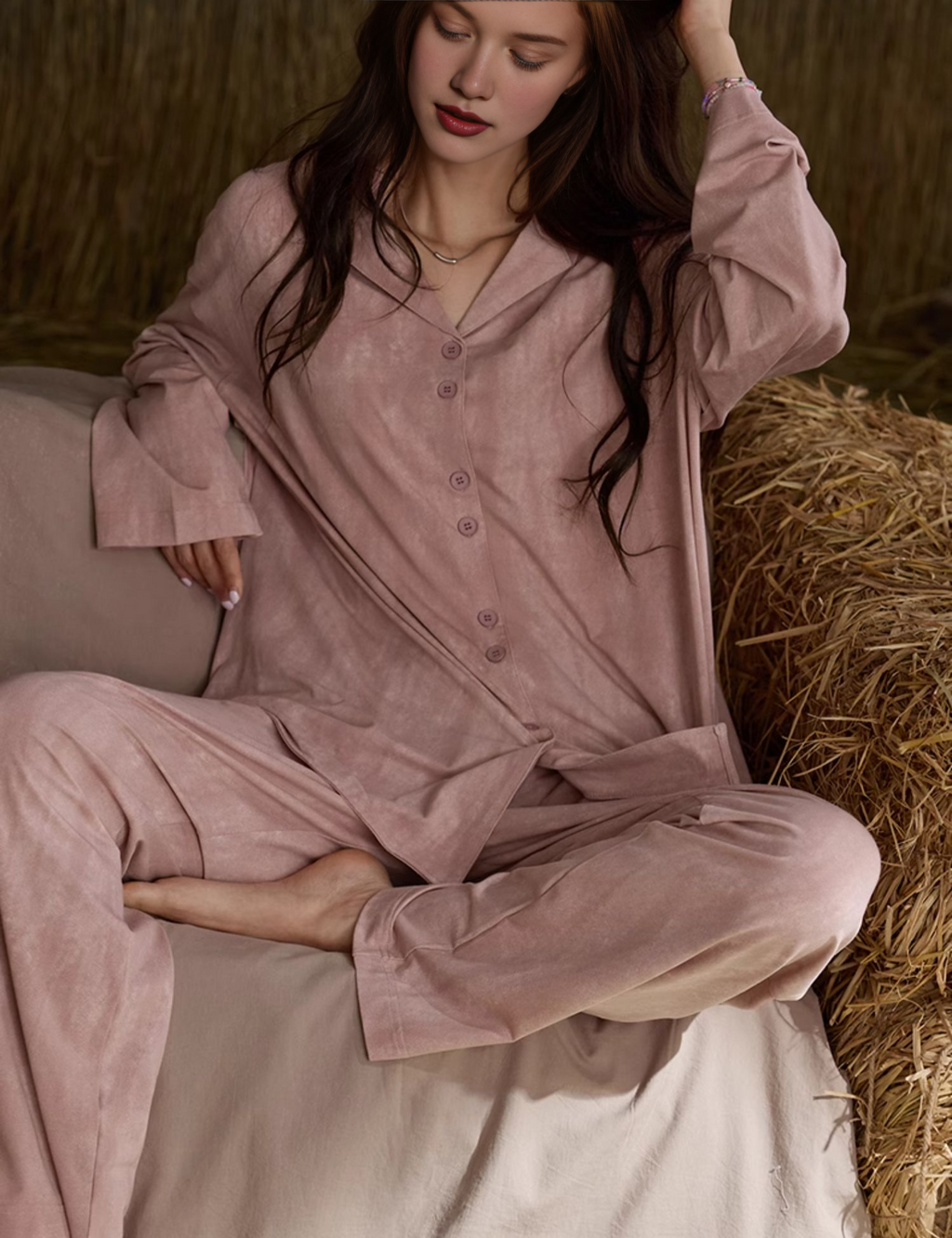 090 women's pink matching pajama set