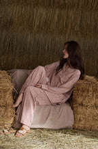 Conjunto de pijama rosa a juego para mujer 090