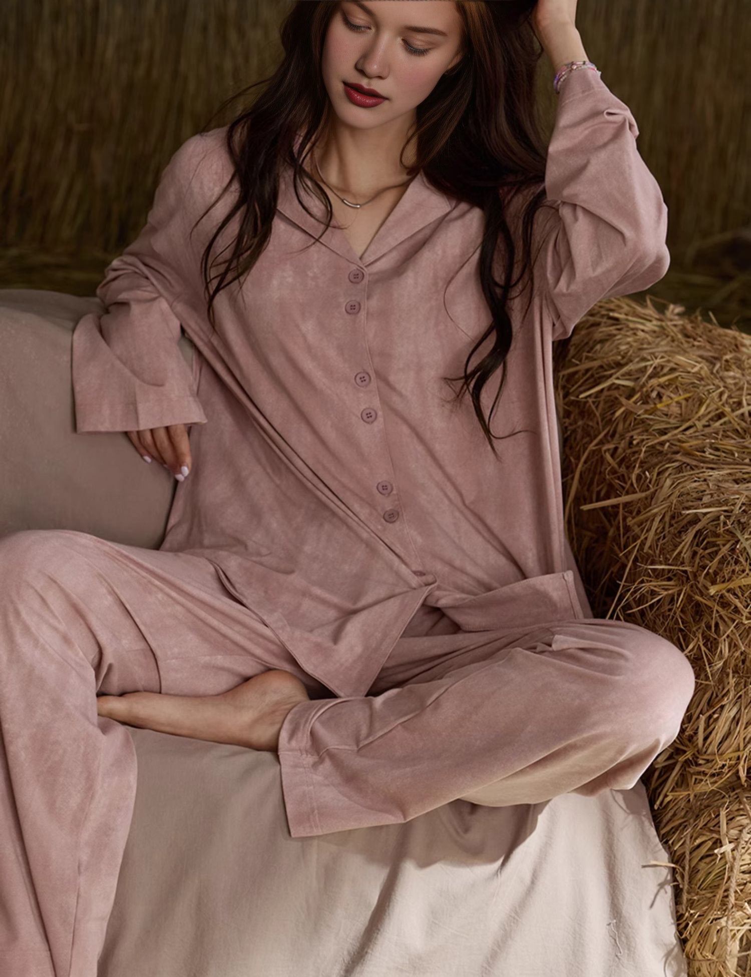 090 women's pink matching pajama set