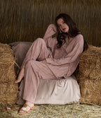 Conjunto de pijama rosa a juego para mujer 090