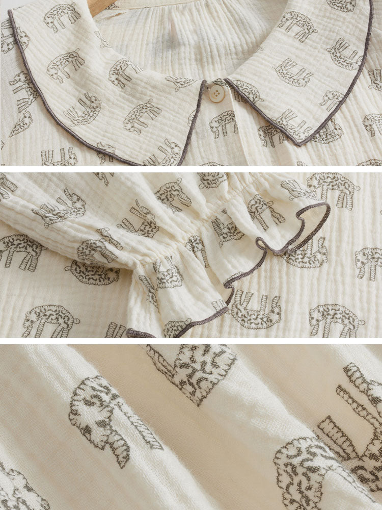 096 Saber-toothed tiger matching Pajama set