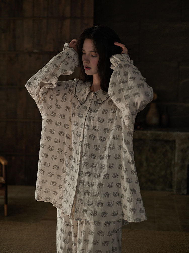 096 Saber-toothed tiger matching Pajama set