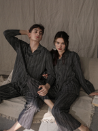 099 Couple's pajama black strip