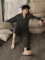 099 Couple's pajama black strip