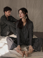 099 Couple's pajama black strip