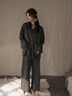 099 Couple's pajama black strip