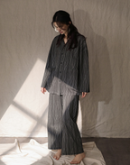 099 Couple's pajama black strip