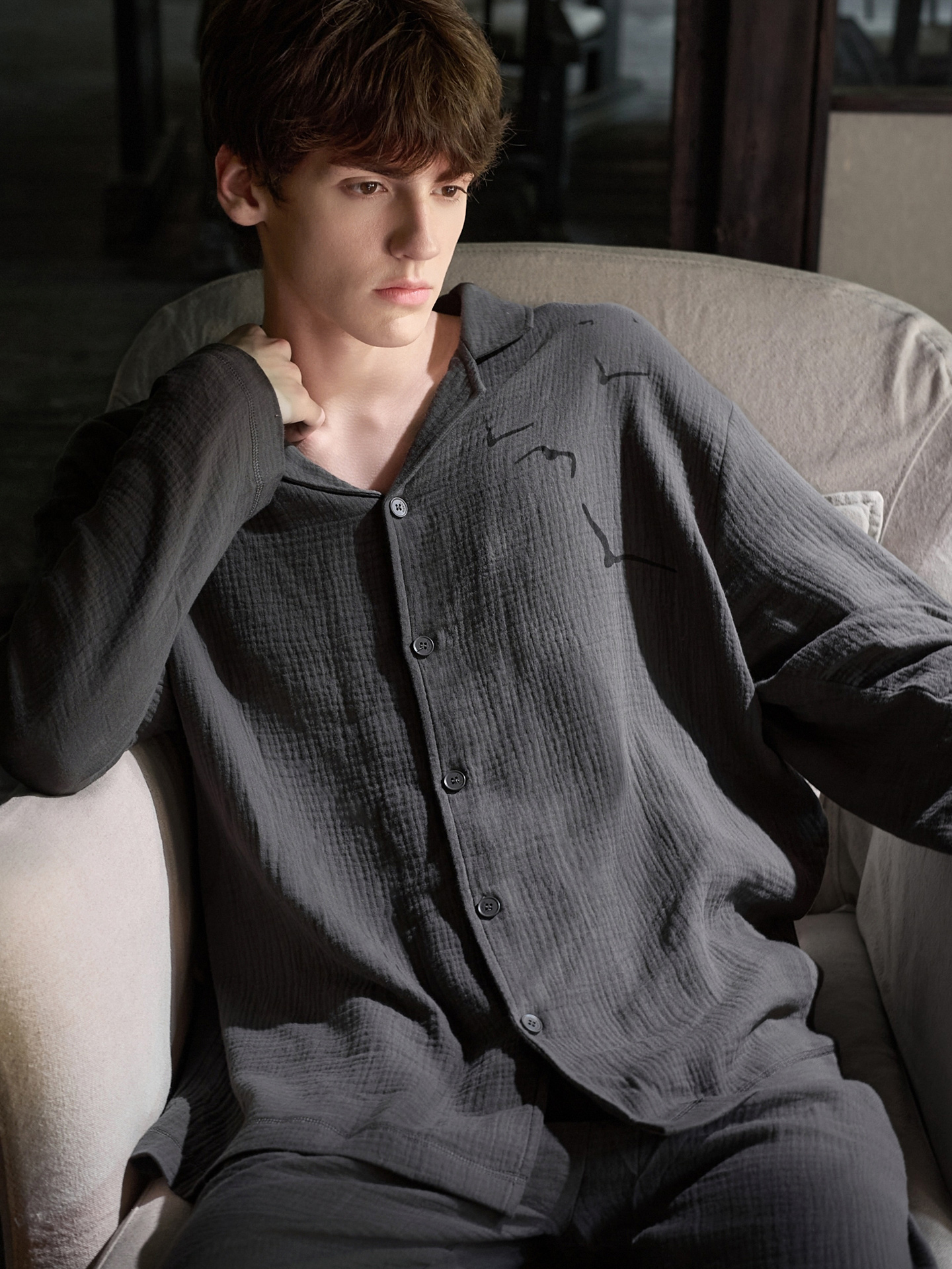 100 percent cotton men's pajamas sets long sleeve