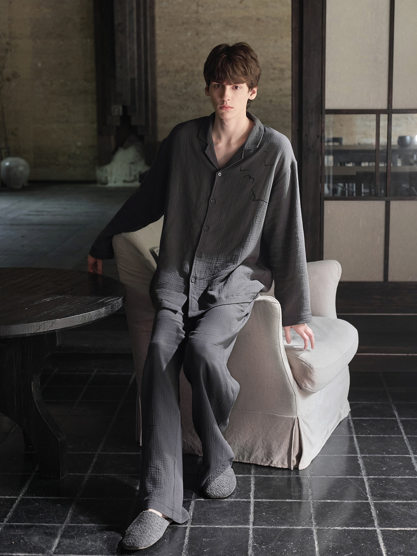 100 percent cotton men's pajamas sets long sleeve