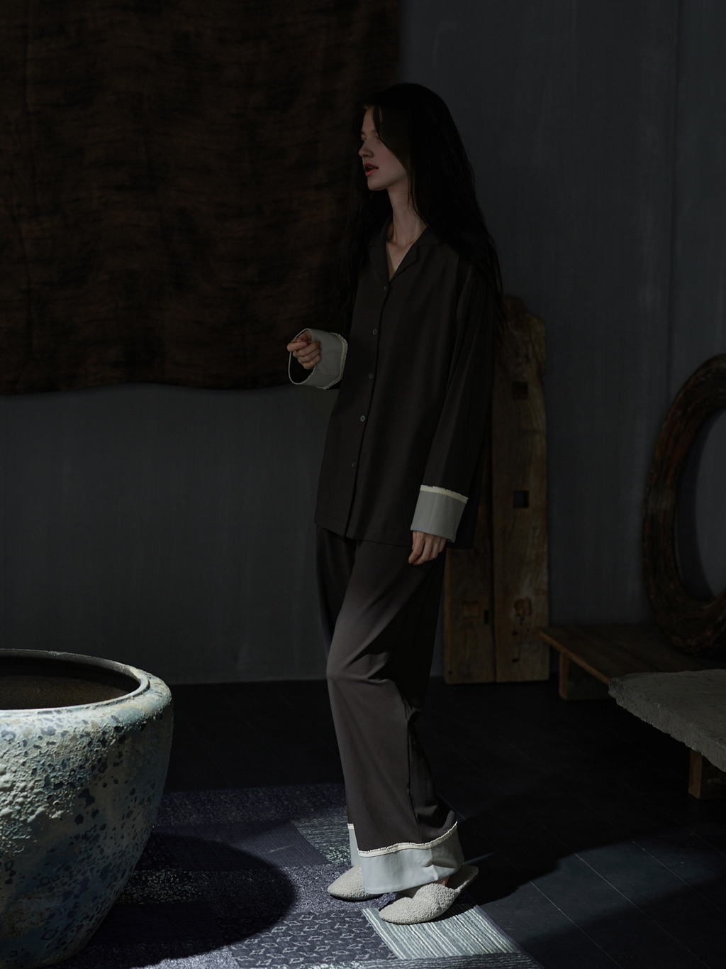 108 minimalist style wide sleeve pajama set