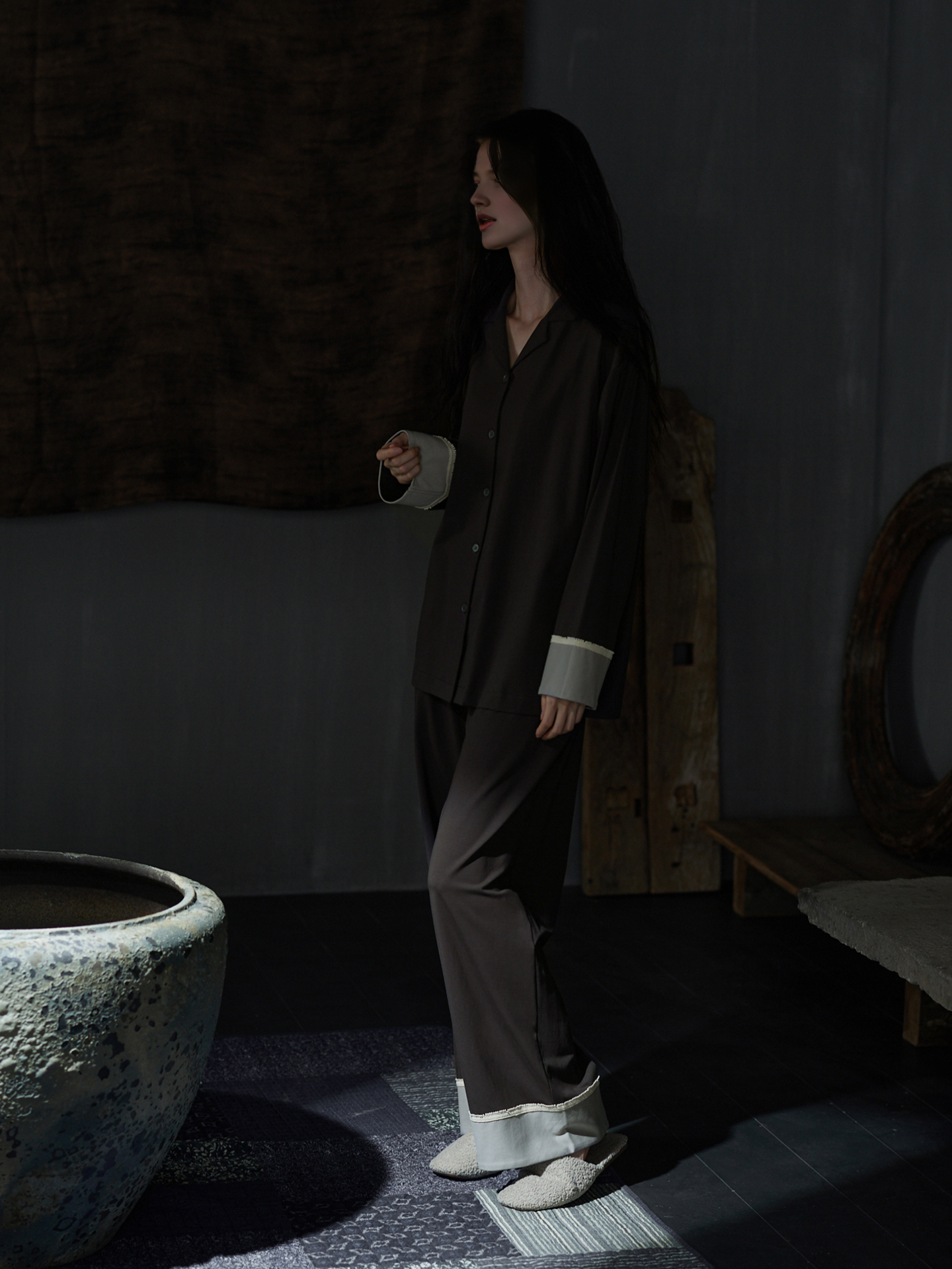 108 minimalist style wide sleeve pajama set