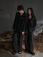 Couple's black Pajama set eagle pattern