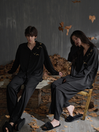 Couple's black Pajama set eagle pattern 3