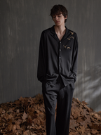 Men's black cotton pajamas with eagle