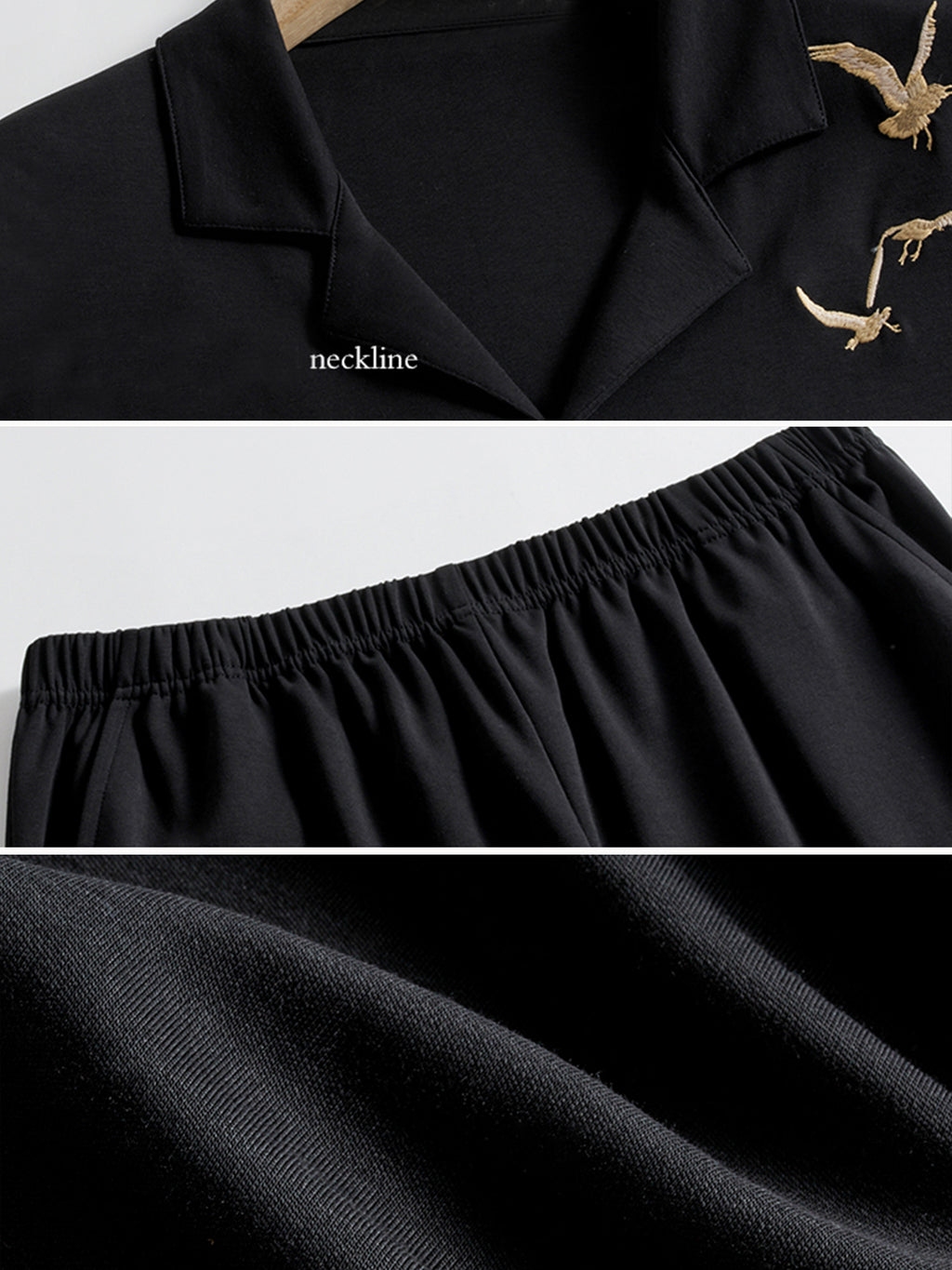 Men's black cotton pajamas with eagle