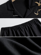 Men's black cotton pajamas with eagle