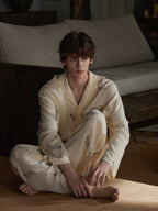 mens pajama set  cotton with Lynx cat