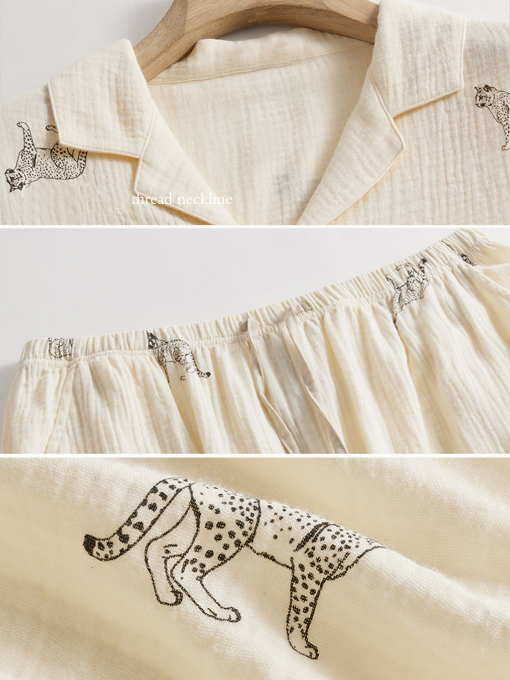 mens pajama set  cotton with Lynx cat