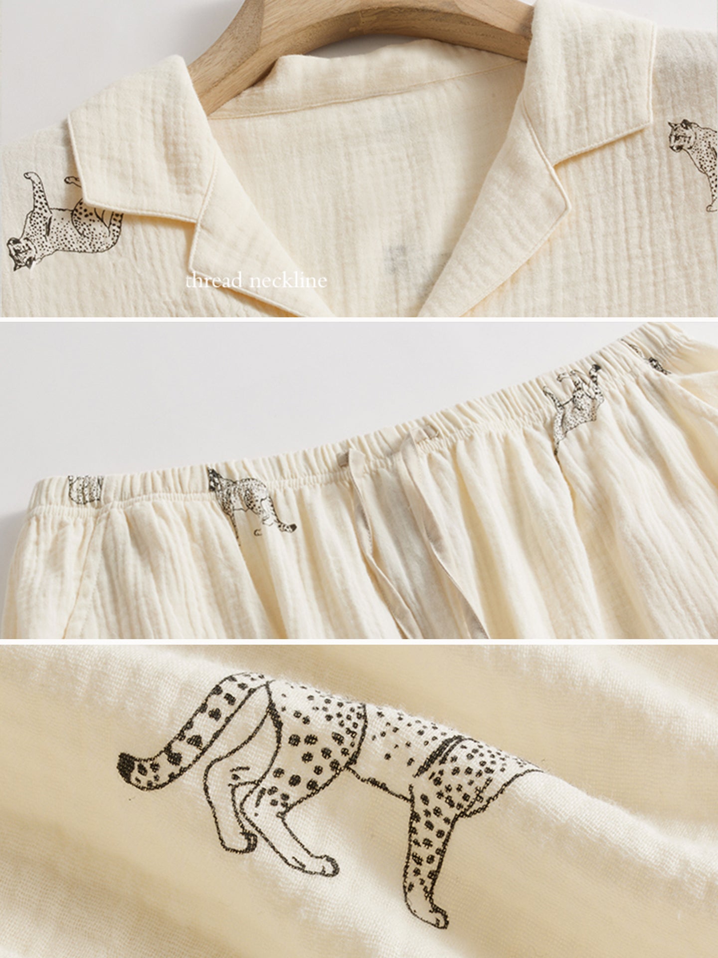 mens pajama set  cotton with Lynx cat